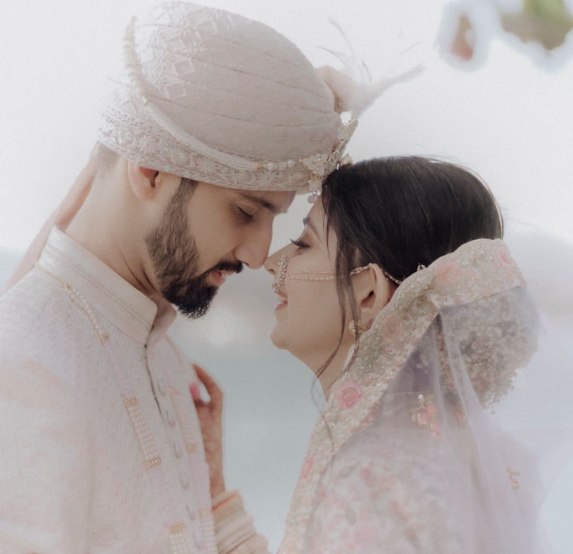 Couple in traditional wedding attire