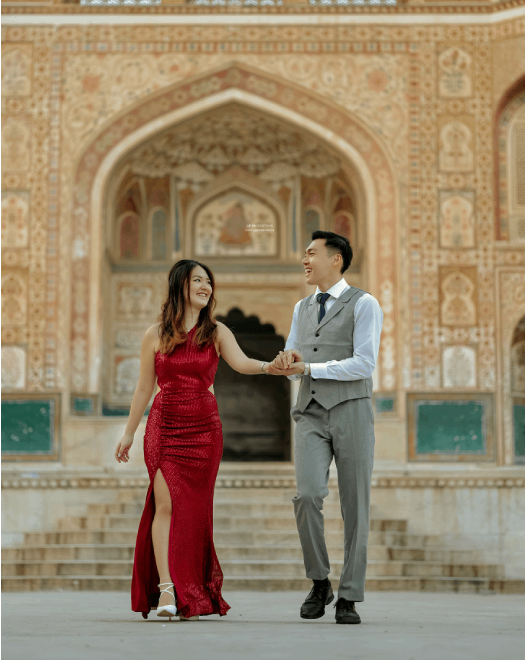 Couple in traditional wedding attire