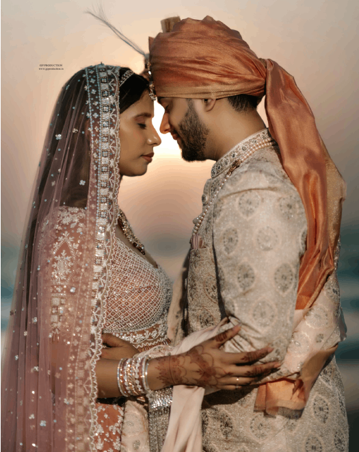 Couple in traditional wedding attire