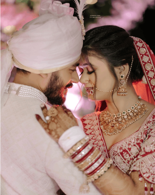 Couple in traditional wedding attire